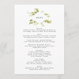 Fresh Greenery Leafy Planten Wedding Menu