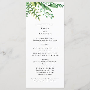 Fresh Greenery Leafy Planten Wedding Programme Programma