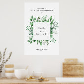 Fresh Greenery Leafy Planten Wedding Welcome Poste Poster (Keuken)