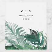 Fresh Greenery Modern Waterverf Wedding Wijn Etiket (Enkel label)