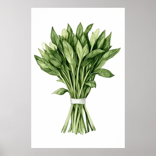 Fresh Greenery Waterverf bruidsboeket Poster (Voorkant)