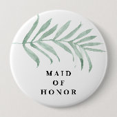 Fresh Greenery Waterverf Wedding Maid of Honor Ronde Button 4,0 Cm (Voorkant)