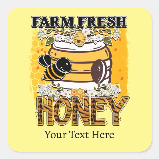 Fresh Honey Aangepast tekstlabel Vierkante Sticker (Voorkant)