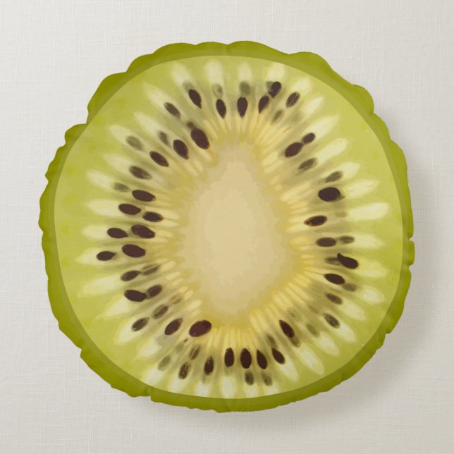 Fresh Kiwi Slice Rond Kussen (Voorkant)