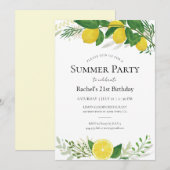 Fresh Lemon Birthday Party Invitation Kaart (Voorkant / Achterkant)