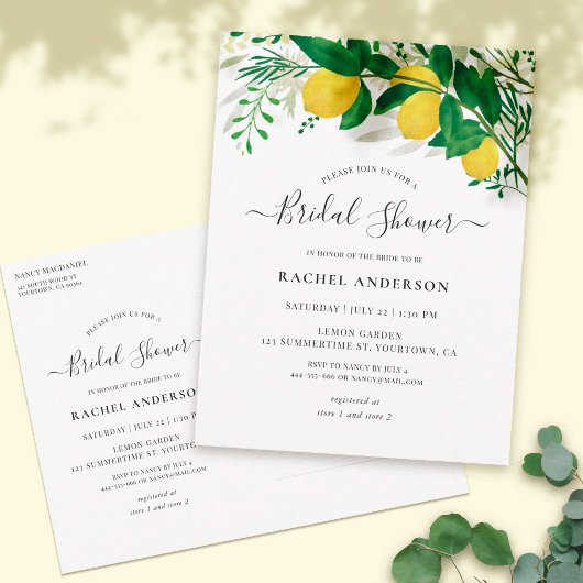 Fresh Lemon Bridal Shower Invitation Briefkaart