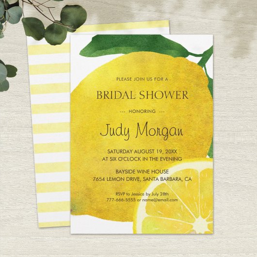 Fresh Lemon Bridal Shower Invitation Card Kaart