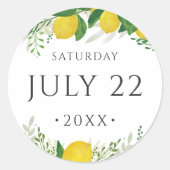 Fresh Lemon en Date Classic Round Ronde Sticker (Voorkant)