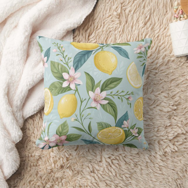 Fresh Lemon Floral Botanical Pattern  Kussen (Deken)