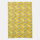 Fresh Lemon Floral Botanical Pattern  Theedoek (Verticaal)