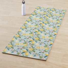 Fresh Lemon Floral Botanical Pattern  Yogamat