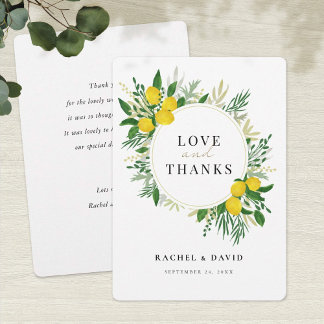 Fresh Lemon Wedding Love and Bedankt Kaart