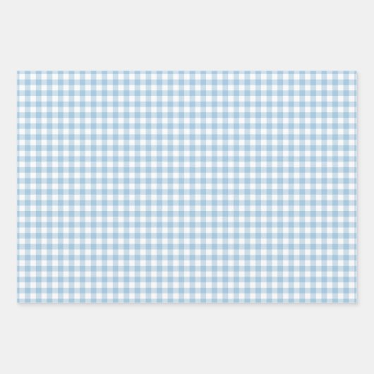 Fresh Light Blue Gingham Check Pattern Inpakpapier Vel (Voorkant 2)