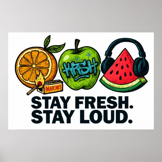 Fresh & Loud Pop‑Art Fruit Poster (Devant)