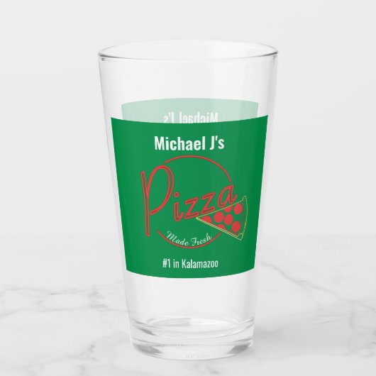 Fresh Made Pizza Pizzeria Beer Glass Glas (Achterkant)