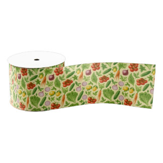 Fresh Market Veggie Ribbon — Soft Lemon Grosgrain Lint