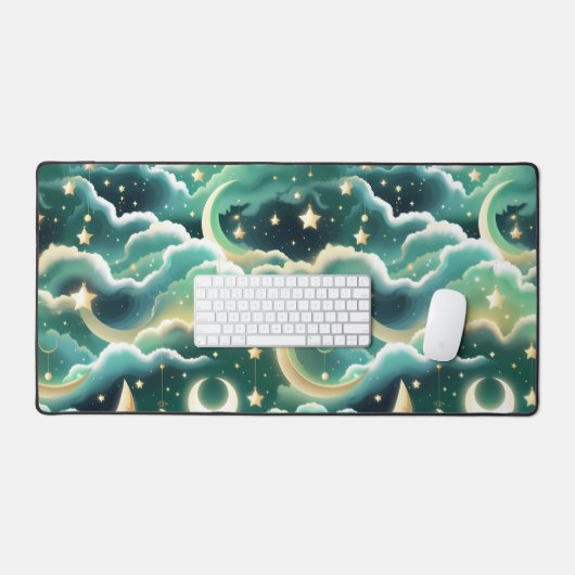 Fresh Mint Green Celestial Moon for Calm Workspace (Clavier et souris)