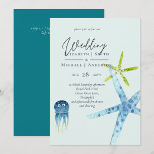 Fresh Modern Beach Ocean Life Mariages Invitations