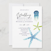 Fresh Modern Beach Ocean Life Mariages Invitations (Devant)