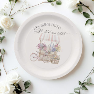 Fresh Off de Markt Boho Bloemenkar Bruid Papieren Bordje