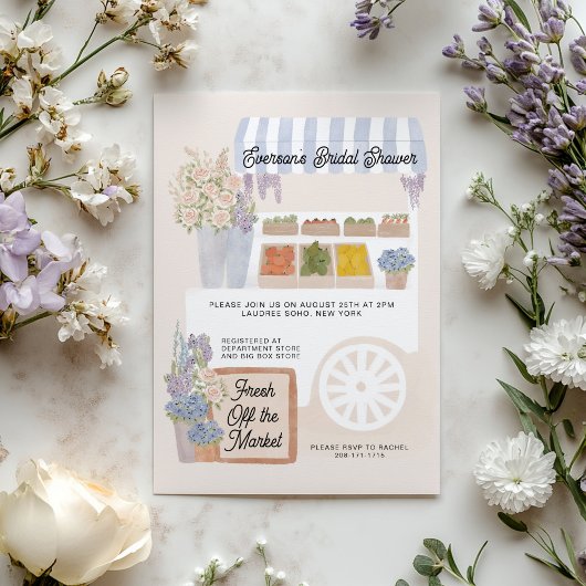 Fresh Off de Markt Winkelwagen Bruids Douche Uitno Kaart
