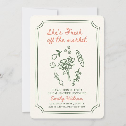 Fresh Off the Market Bridal Shower Invitation Kaart (Voorkant)
