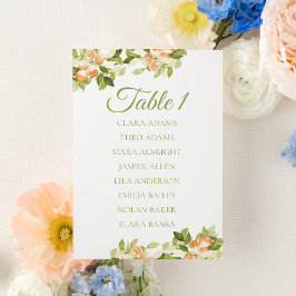 Fresh Orange Citrus Wedding Seating Chart Card Kaart