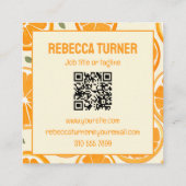 Fresh Orange Slice Pattern, Bright Citrus, QR Code Vierkante Visitekaartje (Achterkant)