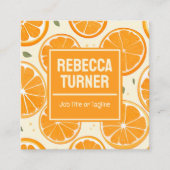 Fresh Orange Slice Pattern, Bright Citrus, QR Code Vierkante Visitekaartje (Voorkant)