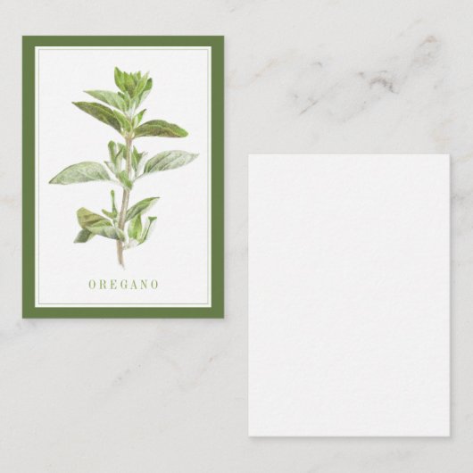 FRESH OREGANO 3.5x2.5 Platte Kaart / Groen Notitiekaartje (Voorkant / Achterkant)