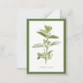 FRESH OREGANO 3.5x2.5 Platte Kaart / Groen Notitiekaartje (Voorkant)