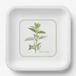 FRESH OREGANO 9" Vierkante Papier Borden Papieren Bordje