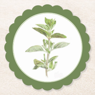 FRESH OREGANO Scalloped Rond Onderzetter - tekst G