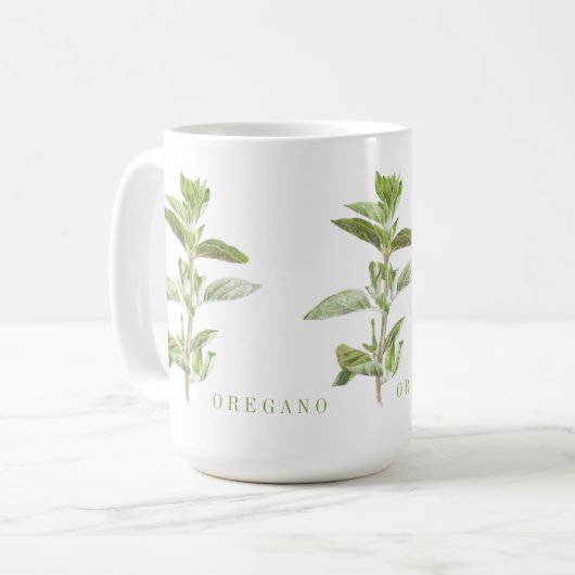 FRESH OREGANO Tall White Mok (Voorkant links)