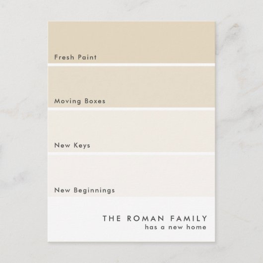Fresh Paint Chip Bewegende Aankondiging Beige Briefkaart (Voorkant)