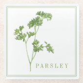 FRESH PARSLEY Glass Beverage Coaster Glazen Onderzetter (Voorkant)