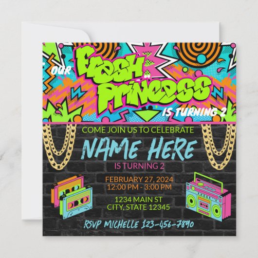 Fresh Princess Invitation Anniversaire (Devant)
