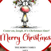 Fresh quirky reindeer bright holiday sticker tag