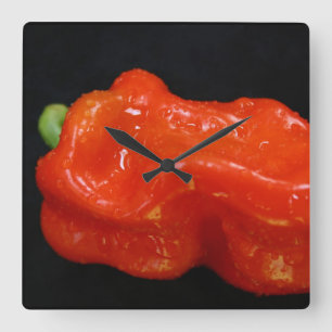 Fresh Red Bell Pepper Vierkante Klok