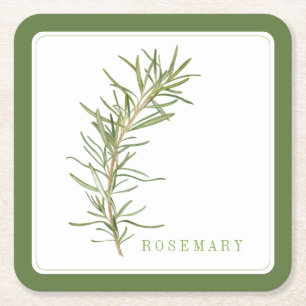 FRESH ROSEMARY Square Paper Onderzetters (+tekst) 
