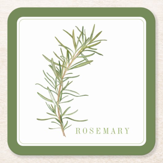 FRESH ROSEMARY Square Paper Onderzetters (+tekst)  (Voorkant)