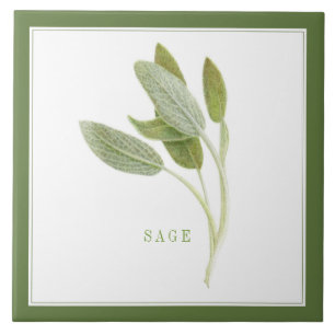 FRESH SAGE 6 "x6" keramische Tegel (+tekst) groen Tegeltje