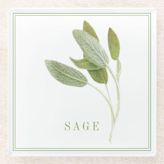 FRESH SAGE Glass Beverage Glazen Onderzetter (Voorkant)