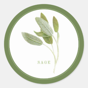 FRESH SAGE Grote ronde Stickers (+tekst) Groen