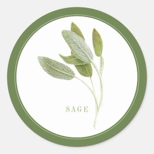 FRESH SAGE Grote ronde Stickers (+tekst) Groen (Voorkant)