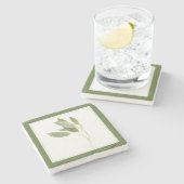 FRESH SAGE Marble Stone Onderzetter (-tekst) Groen (Zijkant)