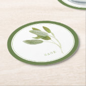 FRESH SAGE Ronde Papier Onderzetters (+tekst) Groe (Gebogen)