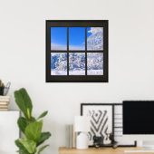 Fresh Snow Scene 24x24 Black Faux Window Poster (Thuiskantoor)