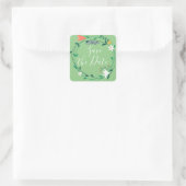 Fresh Spring Floral Garland Save the Date Vierkante Sticker (Tas)