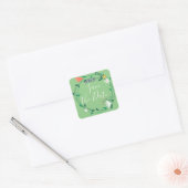 Fresh Spring Floral Garland Save the Date Vierkante Sticker (Envelop)